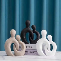 "Embrace" Sculpture – Modern Abstract Couple Figurine