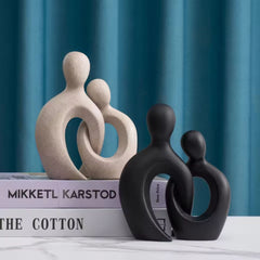 "Embrace" Sculpture – Modern Abstract Couple Figurine
